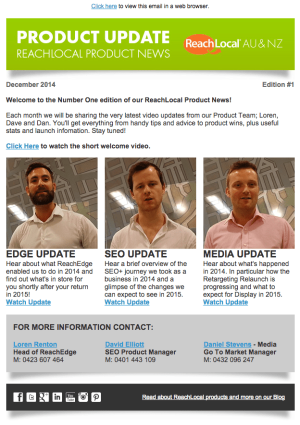 ReachLocal Product eNewsletter